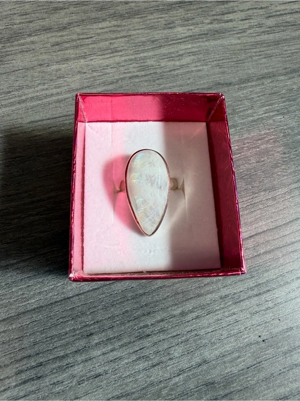 Teardrop Moonstone Ring in Silver- Women Jewelry